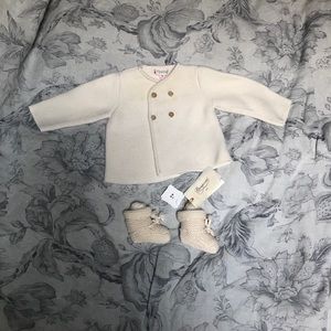Bonpoint newborn set cardigan + booties socks